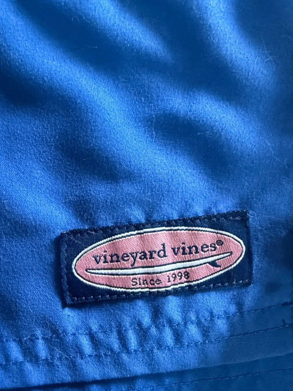 Vineyard Vines Boys' Fish Swim Trunks Blue Green Pockets No Lining Size L 16